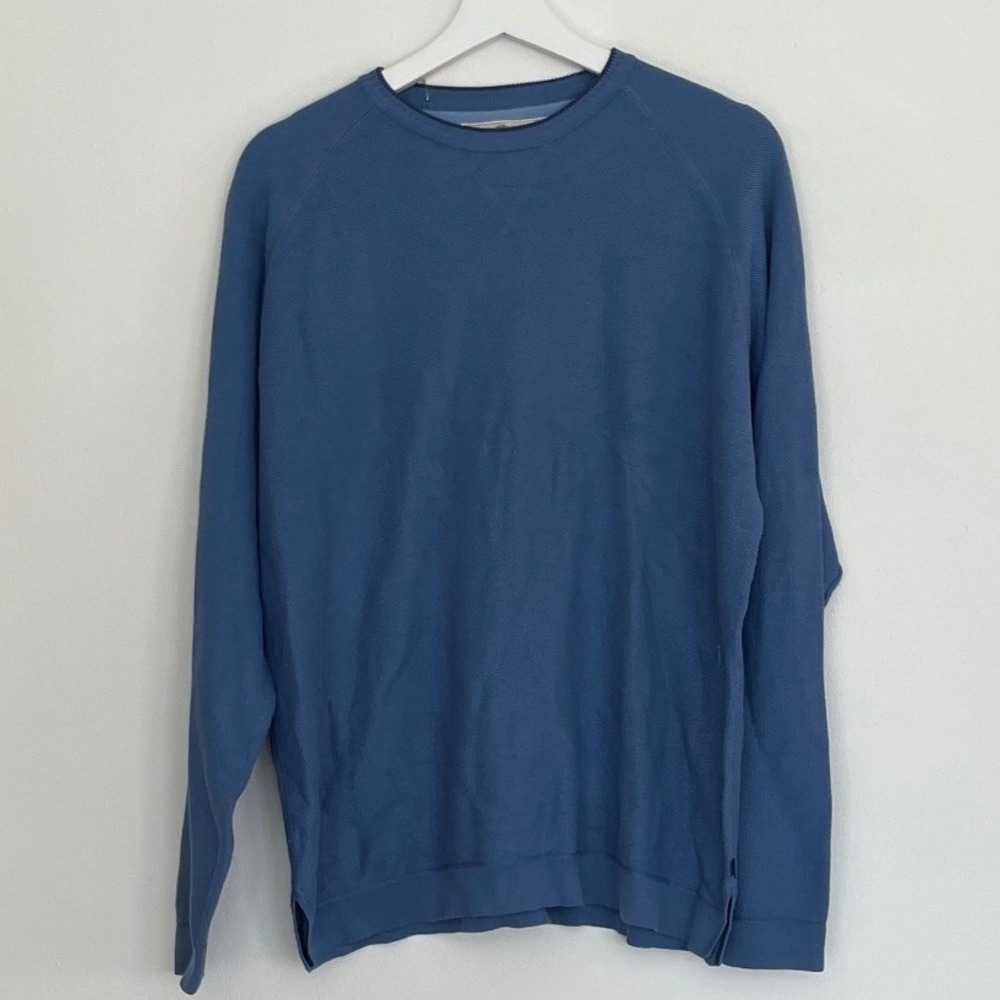 Tommy Bahama Mens Palm Pique Crew Silk Cotton Sweater Blue‎ T4402 Medium NWT